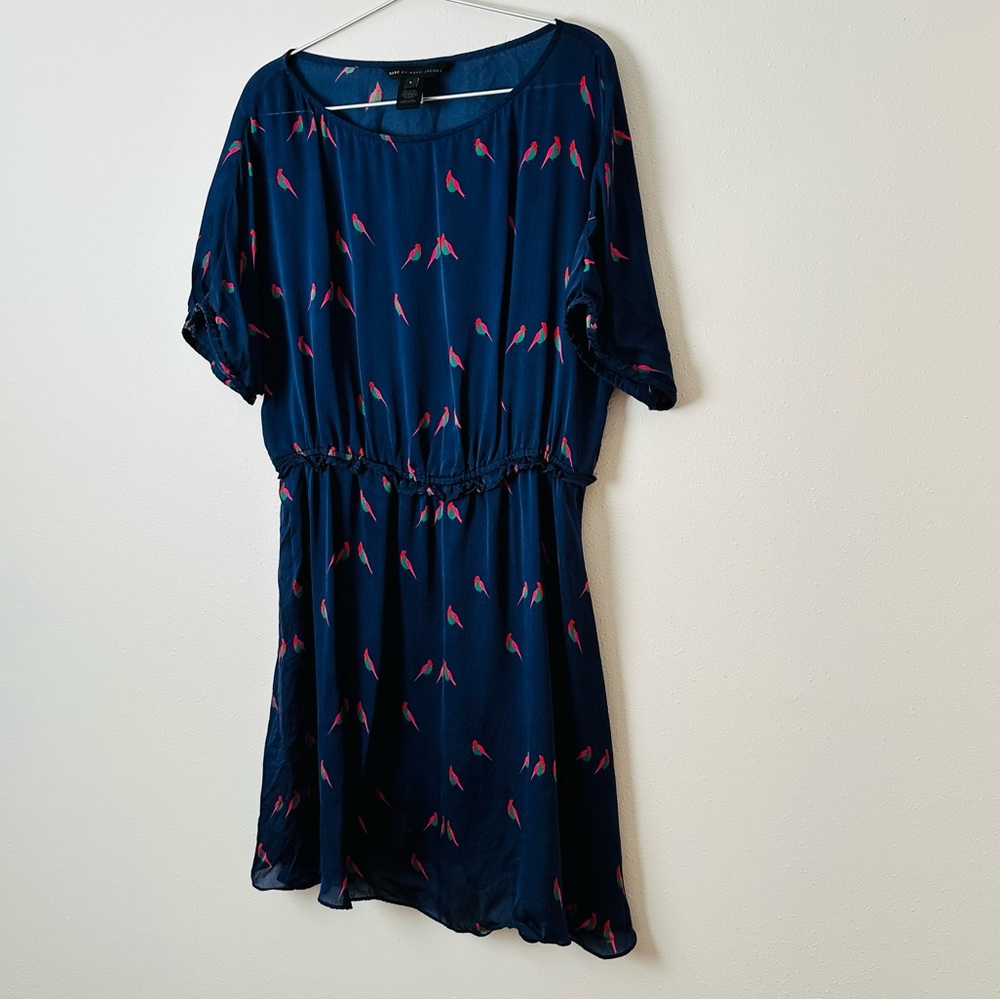 Marc by Marc Jacobs blue bird print mini dress 100% silk - Picture 7 of 7